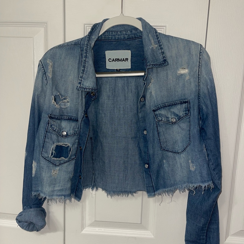 Carmar Cropped Denim Button down